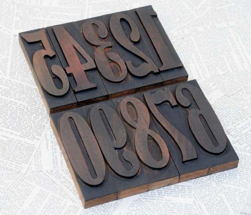 0-9 numbers letterpress wood printing blocks type woodtype wooden Vintage 789