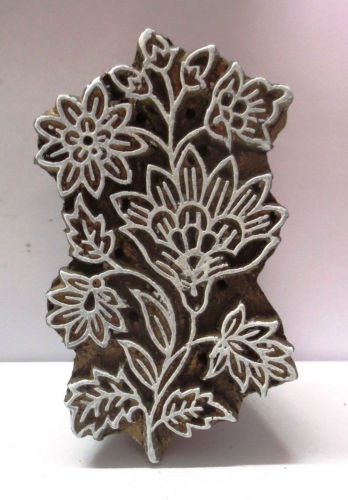 INDIAN WOODEN HAND CARVED TEXTILE PRINTING ON FABRIC BLOCK / STAMP DESIGN HOT 53