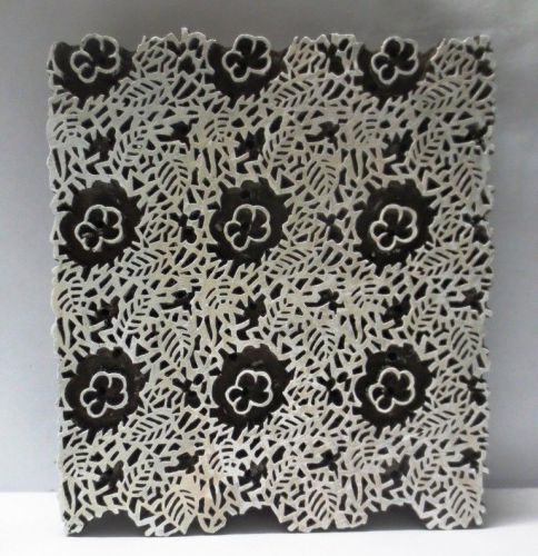 INDIAN WOODEN HAND CARVED TEXTILE PRINTING ON FABRIC BLOCK / STAMP LARGE PATTERN