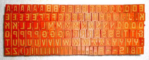 125 piece unique vintage letterpres wood wooden type printing blocks unused m302 for sale