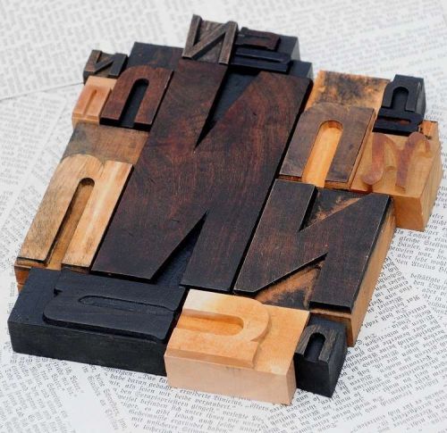 NNNNN mixed set of letterpress wood printing blocks type woodtype wooden printer