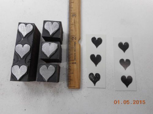 Letterpress Printing Printers 2 Blocks, Rows of 3 Valentine Hearts