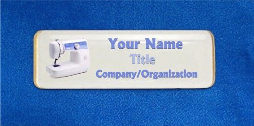 Sewing machine custom personalized name tag badge id seamstress quilter fabrics for sale