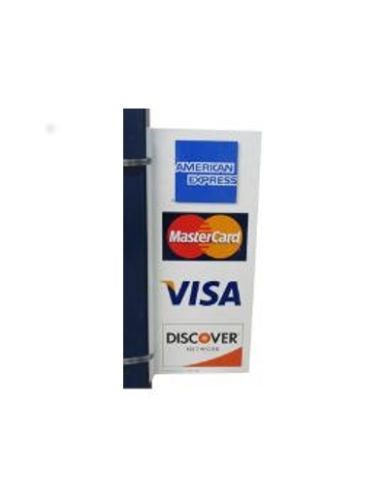 Metal Outdoor Pole Sign (American Express, Mastercard, &amp; Visa)