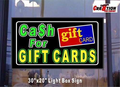 20&#034; x 30&#034; led light box sign - cash for gift cards - led powered window sign for sale