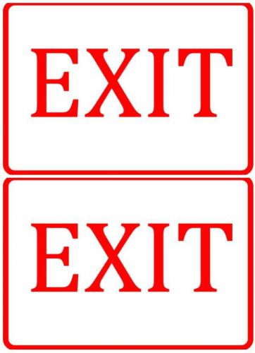 Two Exit Sign Business Company Commercial Red &amp; White Vinyl Plaque Signs 7 x 10