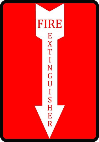 Fire Extinguisher Sign Arrow Pointed Down Red Black White Business Vinyl Plaque