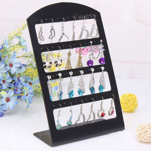 24 pairs earring jewelry show black plastic display rack stand organizer holder for sale