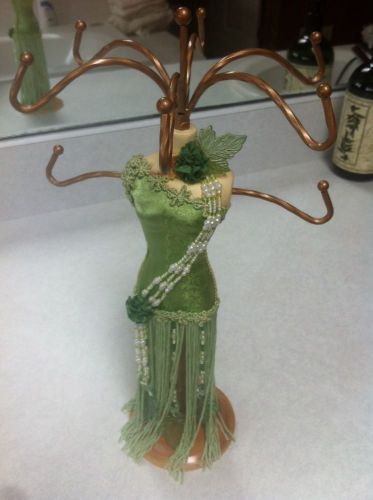 Earring /Jewelry Stand Tree  Necklace Holder With Lady In Green Flapper Dress !!