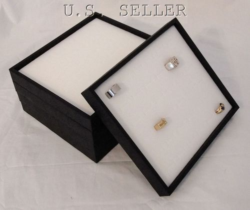 5 QUANTITY JEWELRY TRAYS WITH WHITE 36 RING INSERTS