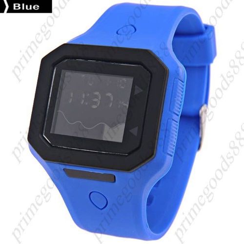 Waterproof unisex sports digital wrist watch with rubber band in blue for sale