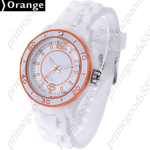 Stylish Unisex Quartz Wrist watch with Silicone Band in Orange Free Shipping