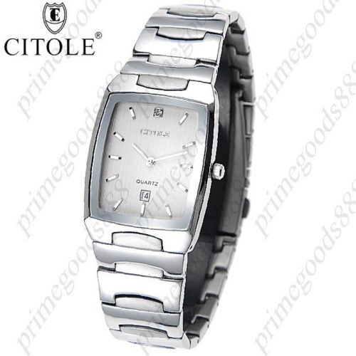 Stainless Steel Quartz Wrist watch Toughened Glass Free Shipping Silver