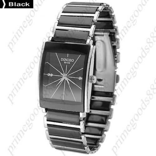 Square case alloy quartz wrist men&#039;s free shipping wristwatch in black small one for sale