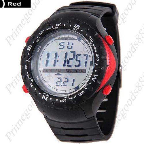 Digital Sport Silica Gel LED Alarm Stopwatch Date Men&#039;s Wrist Wristwatch Red