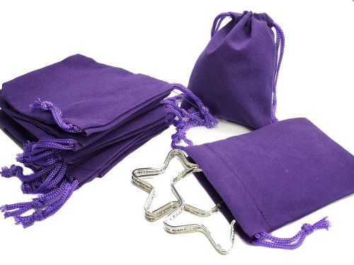 Purple Velvet Gift Pouches Bags w drawstring Jewelry, 7x9cm Wholesale Lot of 8