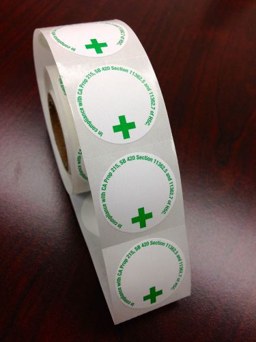 GREEN CROSS 1 INCH ROUND Medical Marijuana 300 ROLL California State Labels