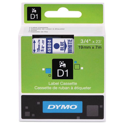 Dymo d1 standard tape cartridge for dymo labeler, 3/4&#034; x 23&#039;, blue on wh, 8 ea for sale