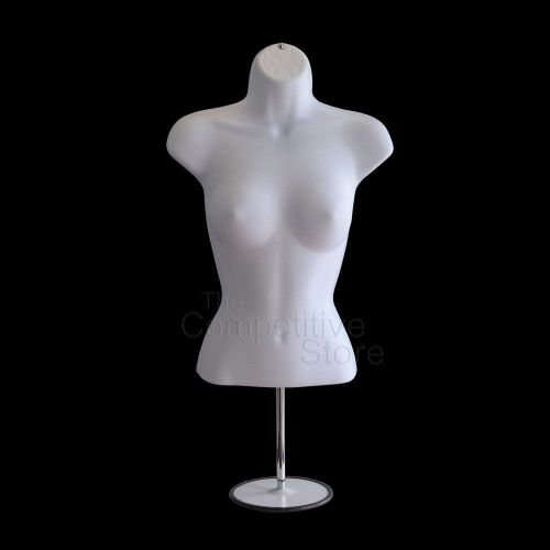 White Torso Female Countertop Mannequin Form (Waist Long) W/ Base For S-M Sizes
