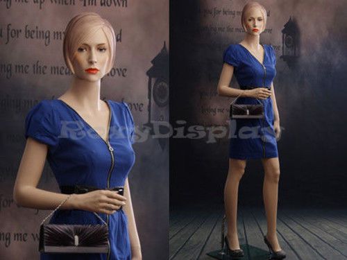 Female Fiberglass Mannequin Beautiful Face with Molded Hair Style #MZ-AD04