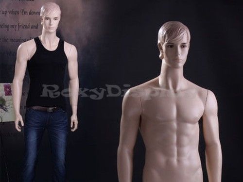 Male fiberglass realistic molded hair manikin mannequin display dress form #wen7 for sale