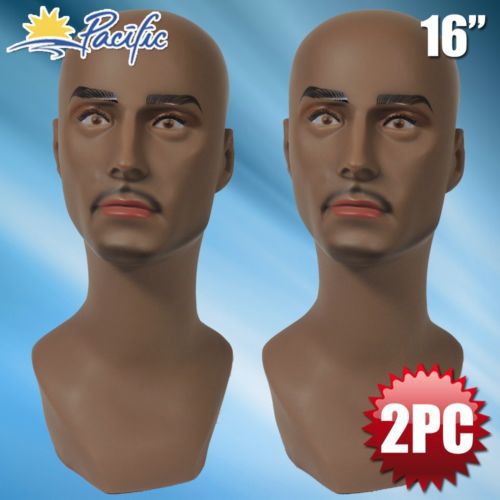 Realistic plastic lifesize male mannequin head display wig hat glasses pdh-1 2pc for sale