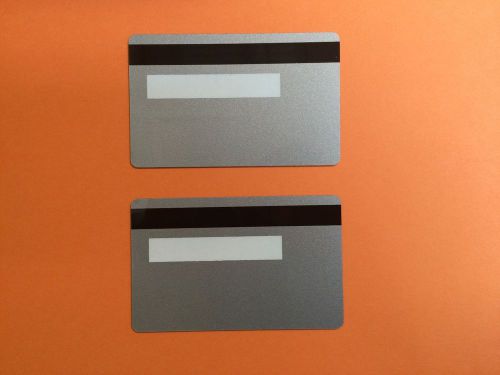 2 silver pvc cards-hico mag stripe 2 track with signature panel - cr80 .30 mil for sale