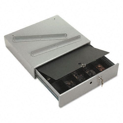 New PM Company 04964 Steel Cash Drawer Alarm Bell 10 Compartments Key Lock Gray