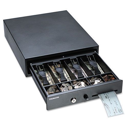 Compact Locking Steel Cash Drawer, 13w x 16d x 3 7/8h, Black. Sold as Each