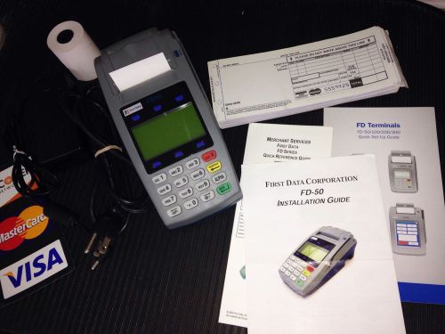First Data FD50 Credit Card Terminal Processing Machine Dual Comm FD 50