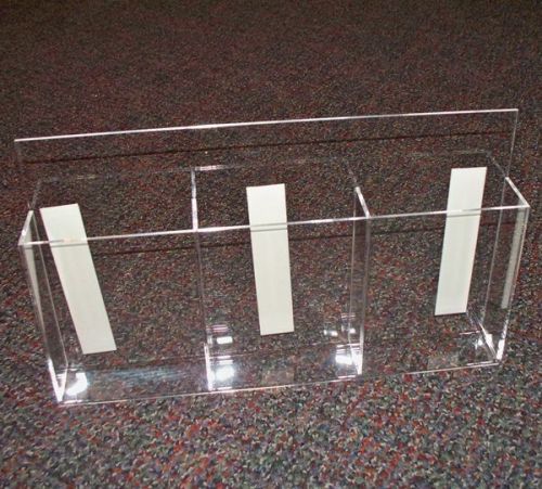 Acrylic Three Pocket Trifold Brochure Holder - New!  Wall Mount or Counter Top