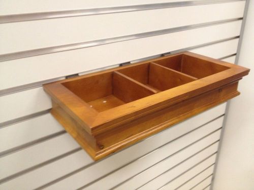 Slatwall shelf tray cherry lot 8 wood upscale accessory store fixture display for sale