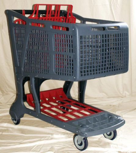 Grey/Red Large Plastic Grocery Shopping Carts