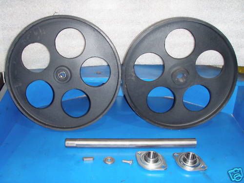Bandsaw wheels bandwheels 16&#034; with shaft/bearings new real bandwheels with tire for sale