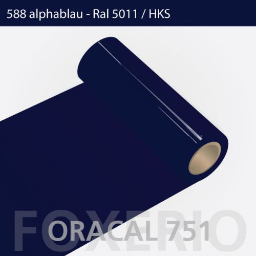 Oracal adhesive film 588 alpha blue 751 5-50m 31cm poured glossy plotter foil for sale