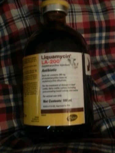 Liquamycin LA-200 100mL Bottle --  OXYTETRACYCLINE INJECTION 200mg/mL - NEW!!!!!