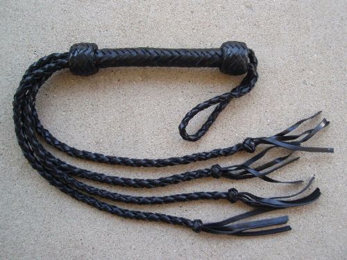 Cat Of 4 Tails Flogger Black Leather 9 Nine - RUGGED HEAVY DUTY HORSE TRAINER
