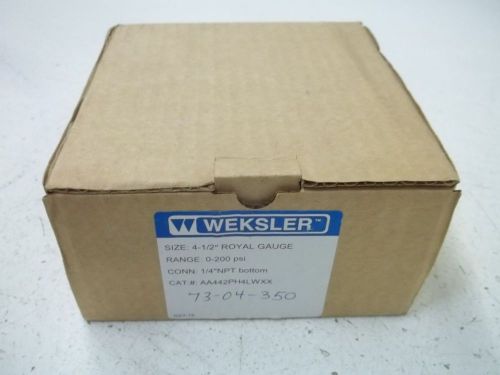 Weksler aa442ph4lwxx 4-1/2&#034; royal gauge 0-200psi *new in a box* for sale