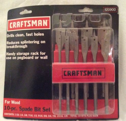 New 10 pc. spade bit set craftsman with storage rack for sale