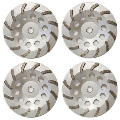 4PK NEW 7&#034; Turbo Concrete Diamond Grinding Cup Wheel 12 SEG. 7/8&#034; - 5/8&#034; Arbor