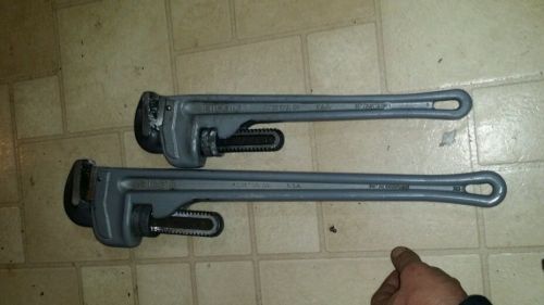 Ridgid aluminum straight pipe wrench 24&#034; (824) 18&#034; 818 for sale