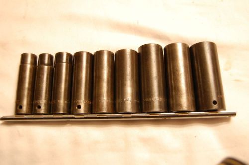Snap-on 1/2&#034; Drive 9 Pc. Impact Deep Well Socket Set 1/2&#034; to 1&#034;