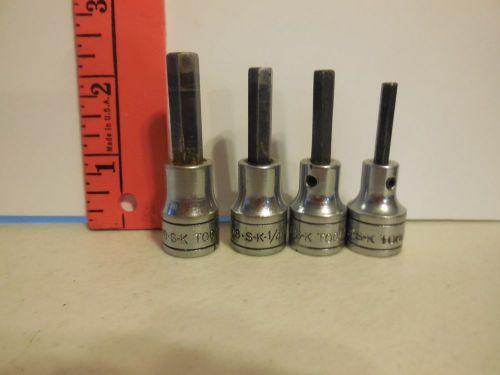 (lot of 4) s-k tools 3/8&#034; drive hex head allan wrench sockets for sale