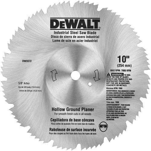 DEWALT DW3372 10-Inch 80 Tooth Hollow Ground Planer Steel Saw Blade with 5/8-Inc