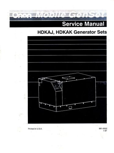 Onan mobile hdkaj hdkak generator set service manual for sale