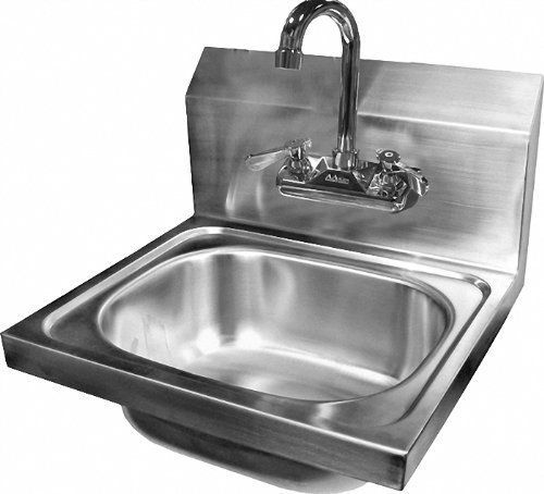 Stainless steel wall mount hand sink 14&#034; x 16&#034; with faucet culinary goose necked for sale