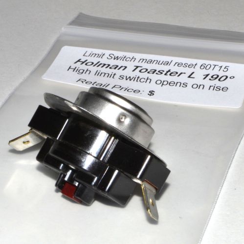 Limit switch l 190° f fits holman toaster style 60t15 62169  l190 +instructions for sale