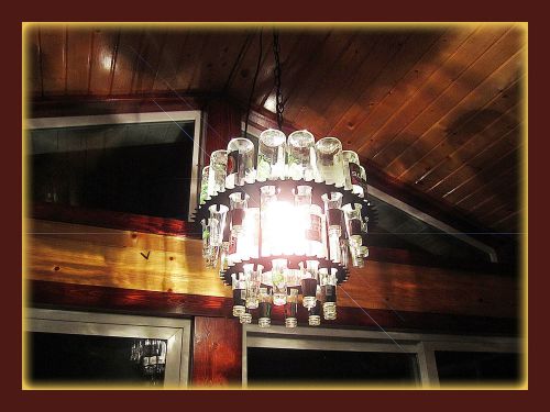 Sprocket two tier bottle chandelier light made in the usa, harley, motorcycle for sale
