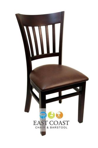 New Gladiator Walnut Vertical Back Restaurant Chair with Brown Vinyl Seat