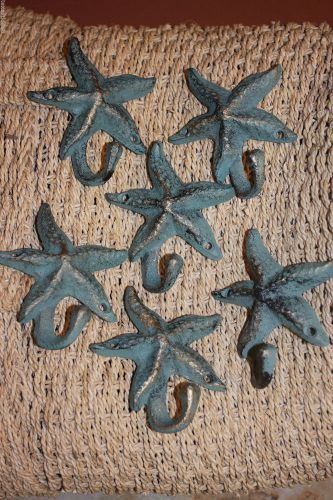 (18)BL, STARFISH WALL HOOKS, STARFISH,OCEAN DECOR, SEA LIFE DECOR, N-24